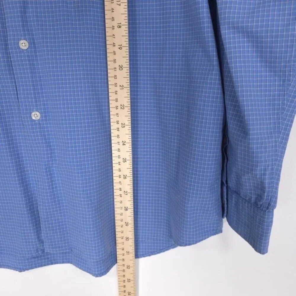 POLO RALPH LAUREN MERRIN Men's‎ Shirt LARGE Cotton Blue Plaid Long Sleeve